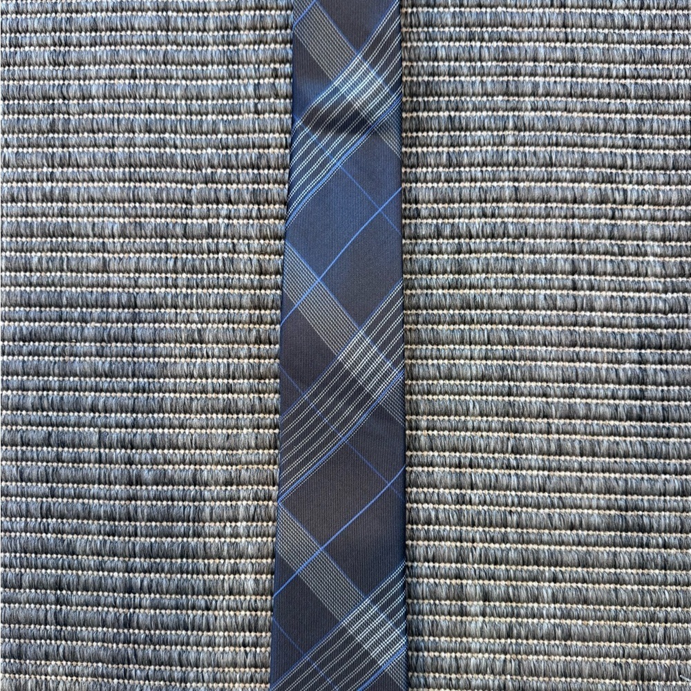 Michael Kors Elegant Silk Black and Blue Plaid Tie